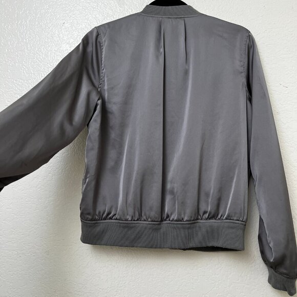 PHILOSOPHY Y2k 90s Style Gray Satin Bomber Full Zip Lined Jacket Size Medium - Picture 6 of 11
